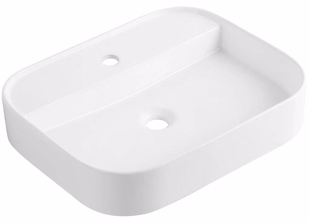 CERANO - Lavabo in Vetroceramica - da appoggio - Vico - bianco lucido - 55x45 cm