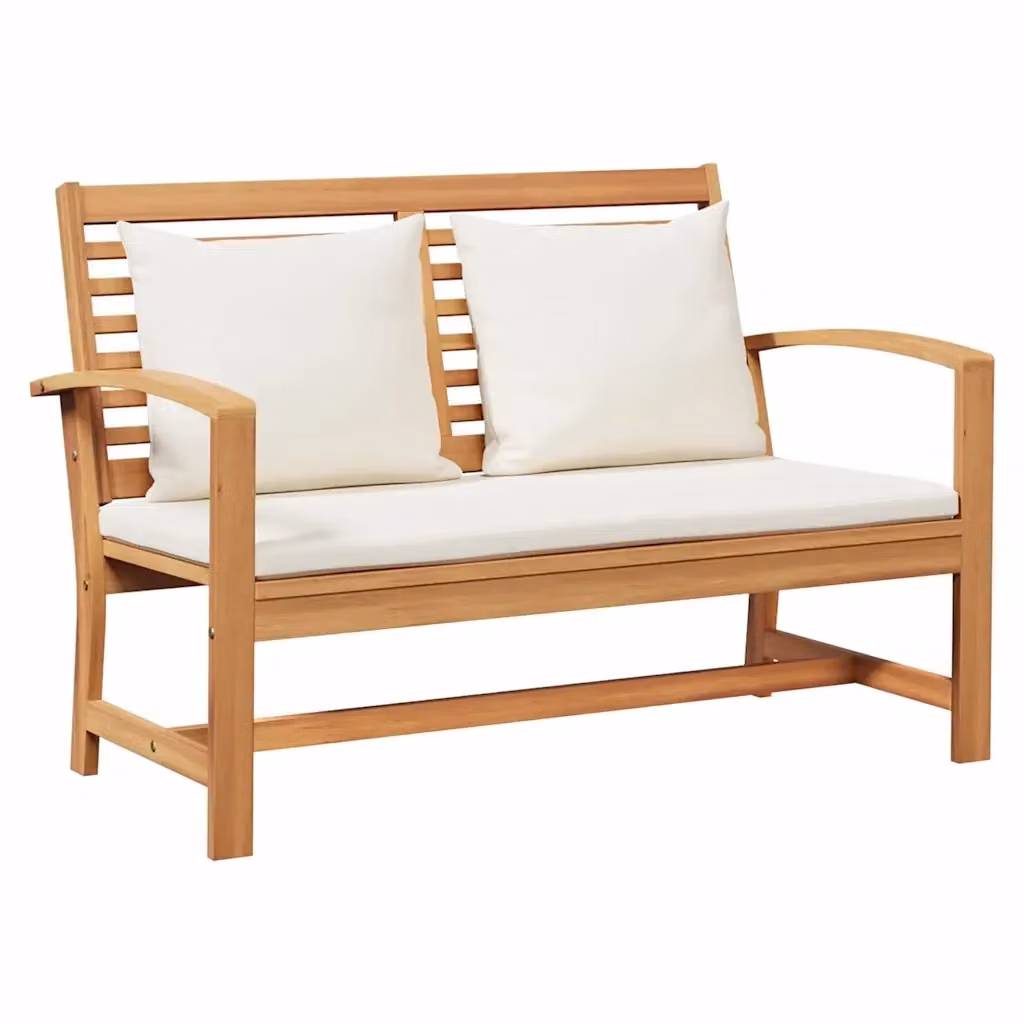 Panchina da giardino vidaXL in legno di teak con cuscini marrone e beige L: 110 cm, P: 66 cm, H: 76 cm – 2