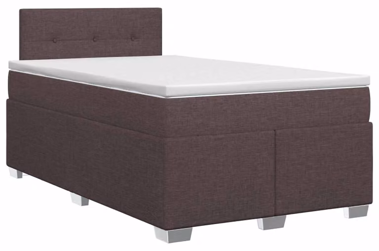 Letto a molle con materasso marrone scuro 120 x 190 cm in tessuto