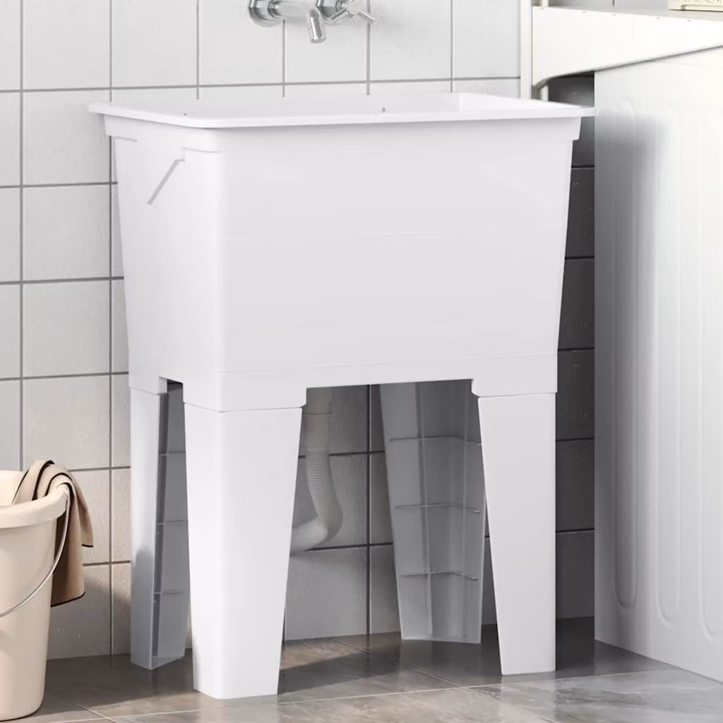 Vasca per lavanderia vidaXL in resina bianca L: 59 cm, P: 41 cm, H: 75 cm
