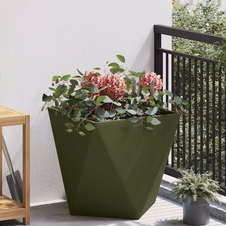 Fioriera da giardino vidaXL in acciaio verde, L/P/H: 50 x 50 x 50 cm