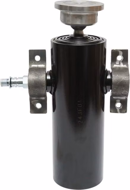 Cilindro idraulico per ribaltamento rimorchio Breckner Germany da 6 Ton, colore nero, corsa 1370 mm a 5 gradini