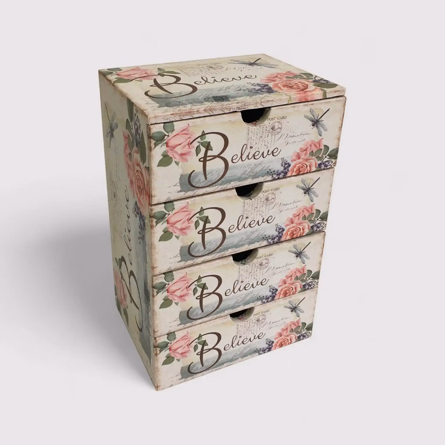 Iresine - Cassettiera da tavolo bianca con 4 cassetti