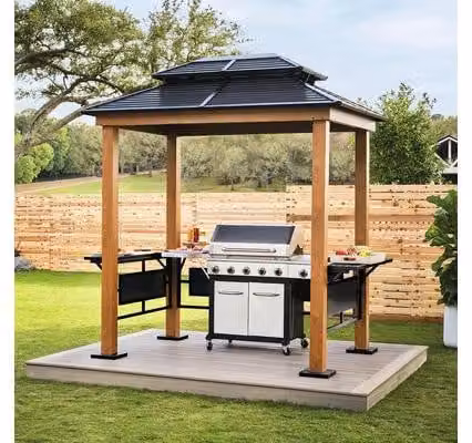Gazebo per barbecue in alluminio Sojag Maui effetto legno 158x249x278 cm