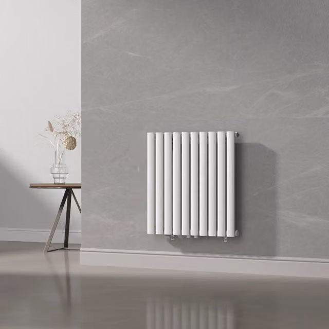 Termosifone a pannello singolo con elementi tubolari neu.haus in acciaio, Bianco, L 60 cm x H 60 cm x P 60 cm