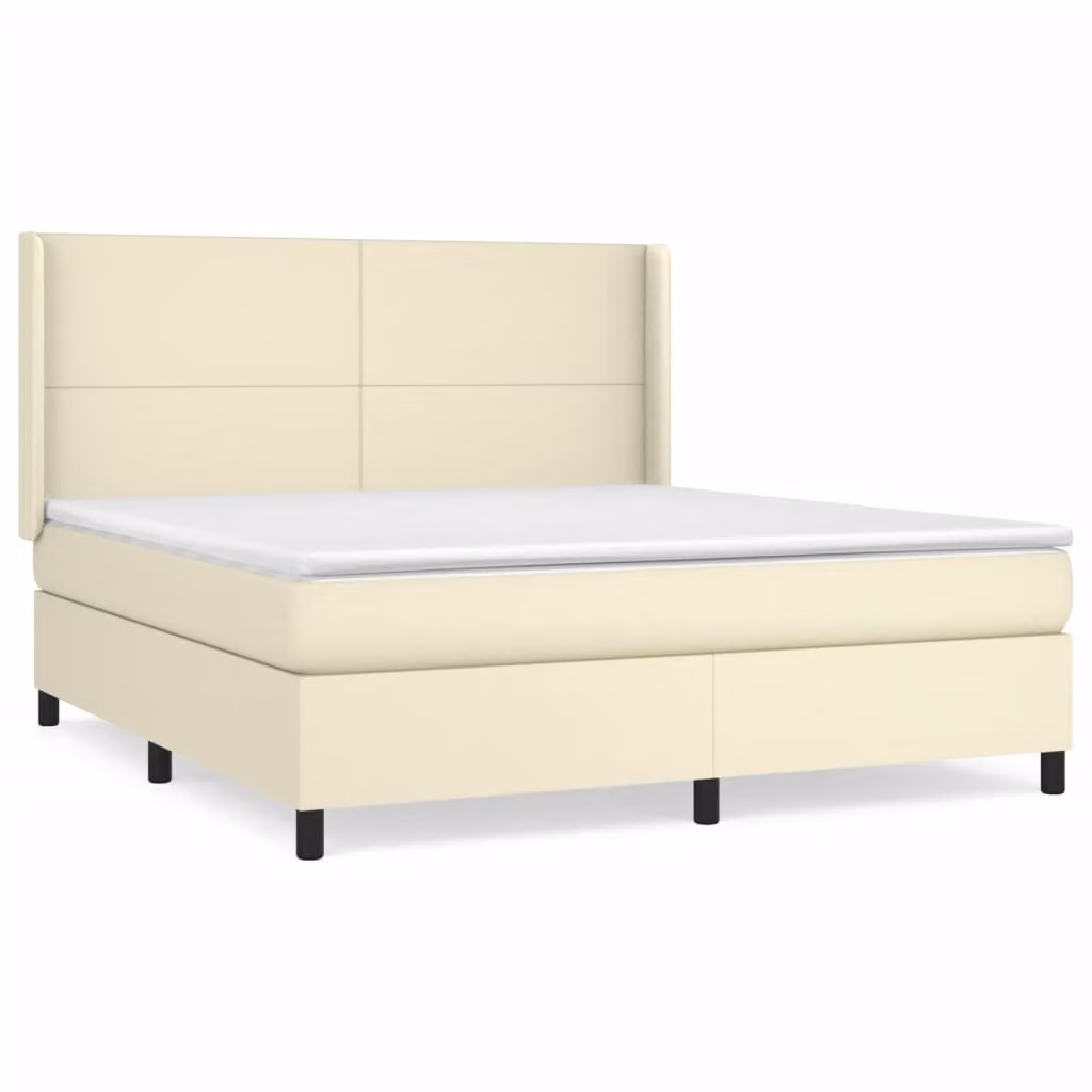 Giroletto a Molle con Materasso Crema 160x200 cm in Pelle finta