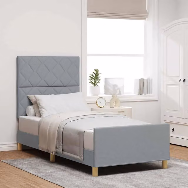 Letto singolo | Letto per adulti | Struttura del letto Grigio chiaro 100 x 200 cm Tessuto