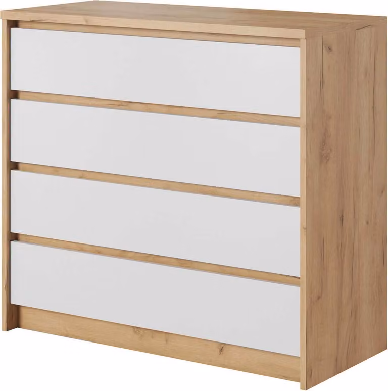 Cassettiera FURNLUX Xelo White Und Oak 93cm / Hauptfarbe: Weiß / Dimensioni: 93 x 41 x 90 cm