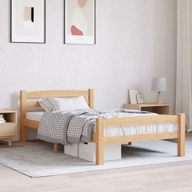 Struttura Letto Design Mania in Legno Massello di Pino con Cassetti, L/P/H: 206 x 106 x 66 cm, Colore Beige