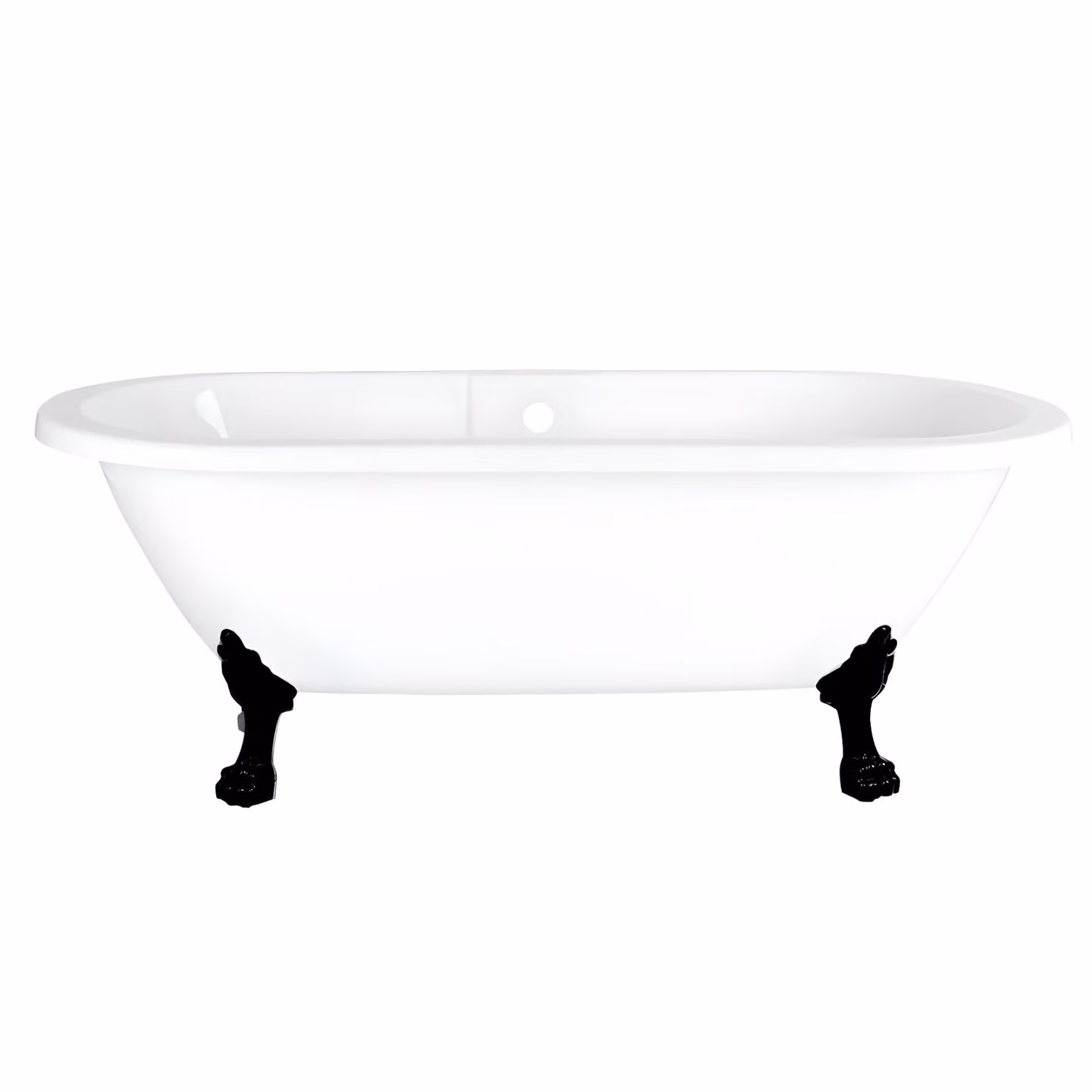Vasca da Bagno Freestanding a Doppia Estremità con Bordo Arrotondato - 1780 x 825mm con Piedini a Zampa di Leone Neri - Legend
