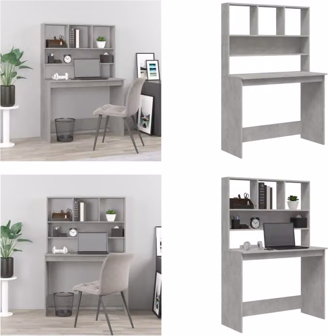 vidaXL Scrivania con ripiano in cemento grigio 102x45x148 cm materiale a base di legno - Scrivania - Scrivanie - Scrivania per ufficio - Scrivania per computer