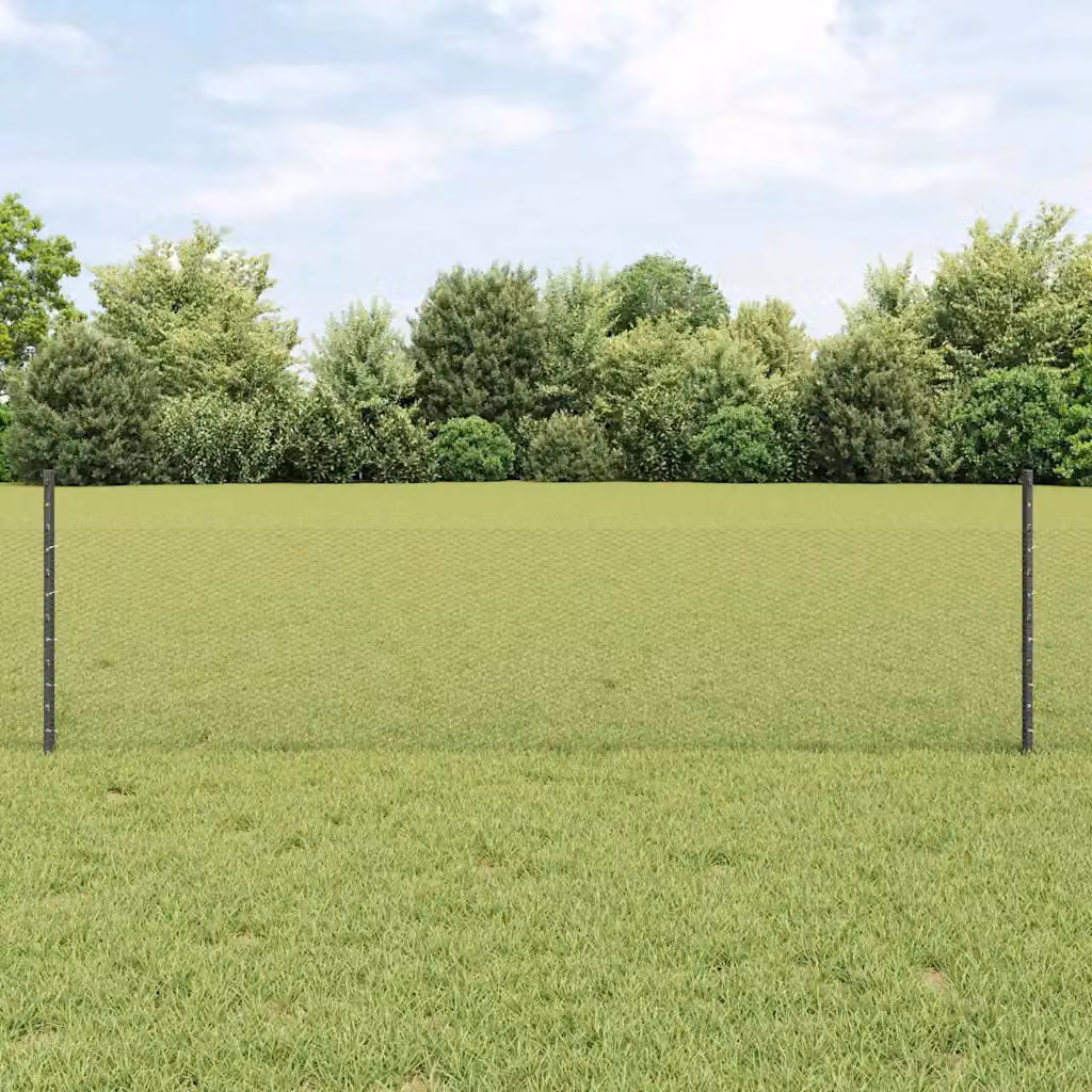 Recinzione esagonale con palo vidaXL in acciaio e PVC grigio, L: 100 cm, H: 0,5 m