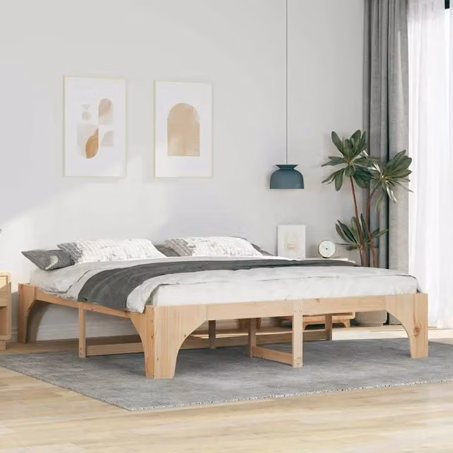 Struttura letto moderno in pino massello marrone vidaXL L/P: 200 x 200 cm
