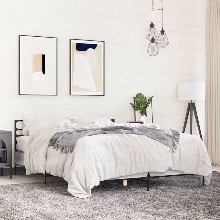 Giroletto vidaXL in legno e metallo, Grigio Sonoma, L 120 x P 200 cm