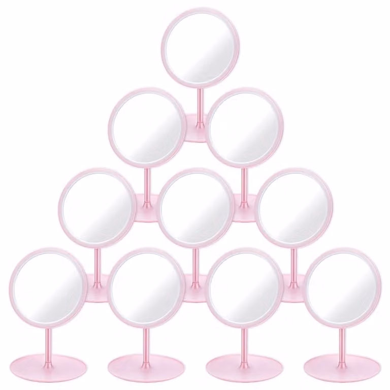 Elzusha - Set di 10 specchietti da trucco rosa - Portatili e rotondi - Ideali per feste
