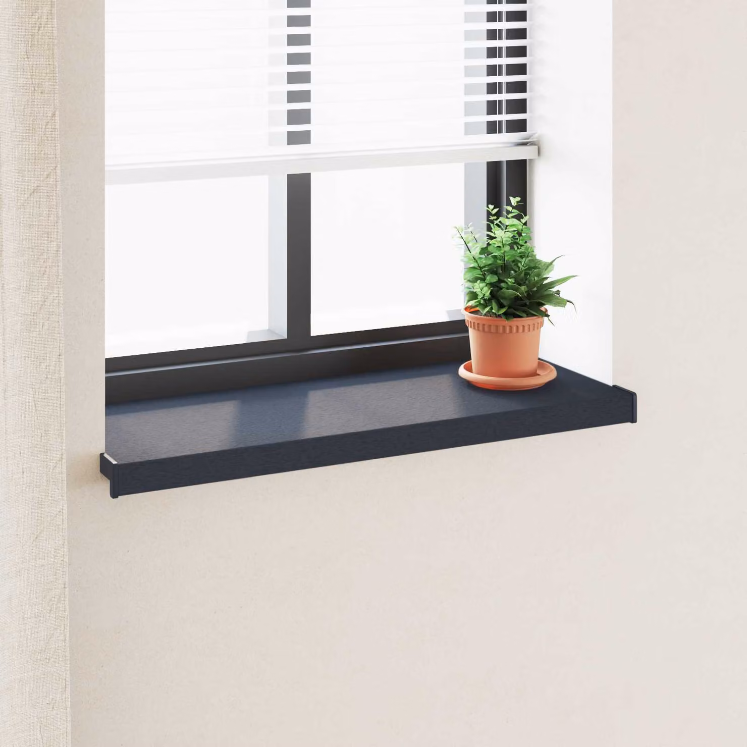 Soglia della finestra vidaXL in PVC color antracite con venature del legno L: 60,0 cm, P: 35,0 cm, H: 4,5 cm