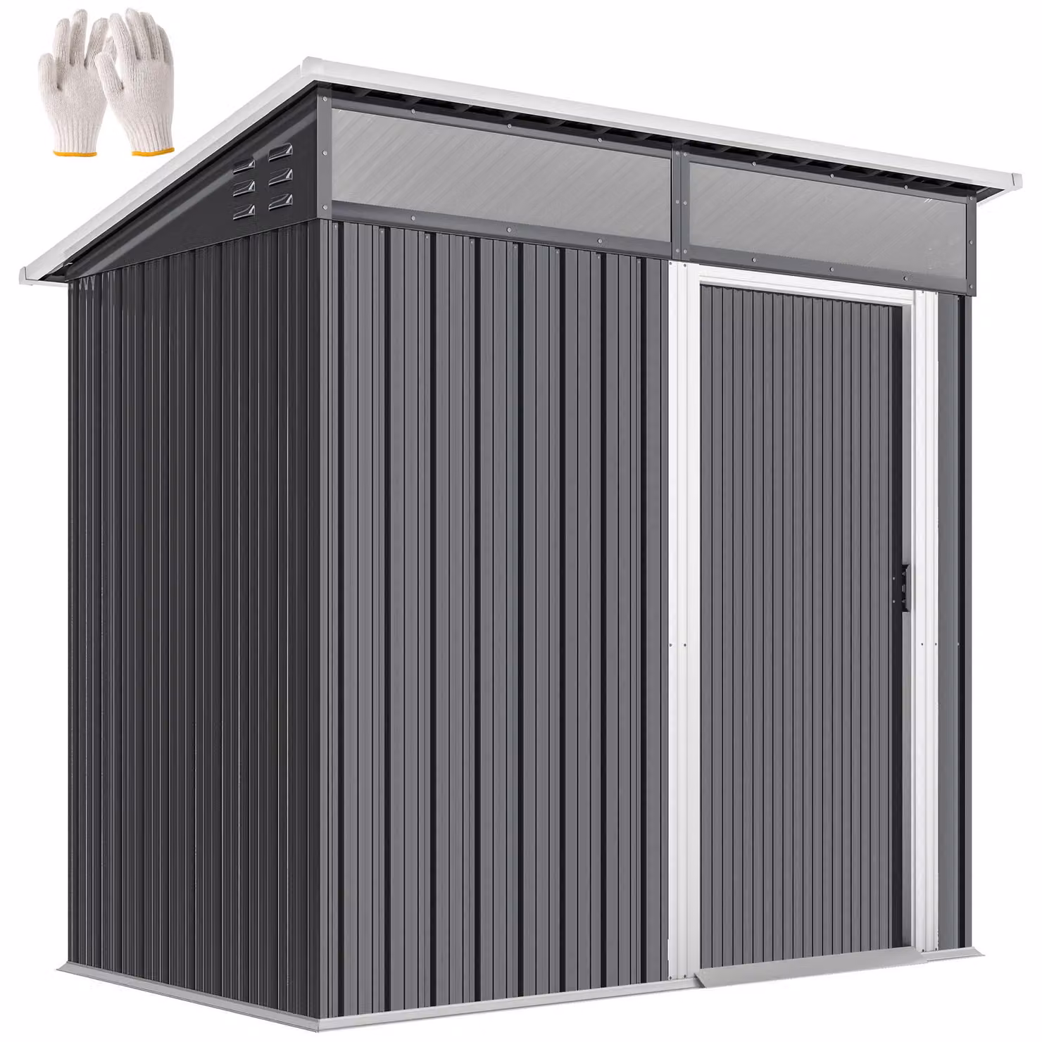 Capanno in metallo Outsunny 1,9m² 195x122x182cm capanno per attrezzi con fondamenta