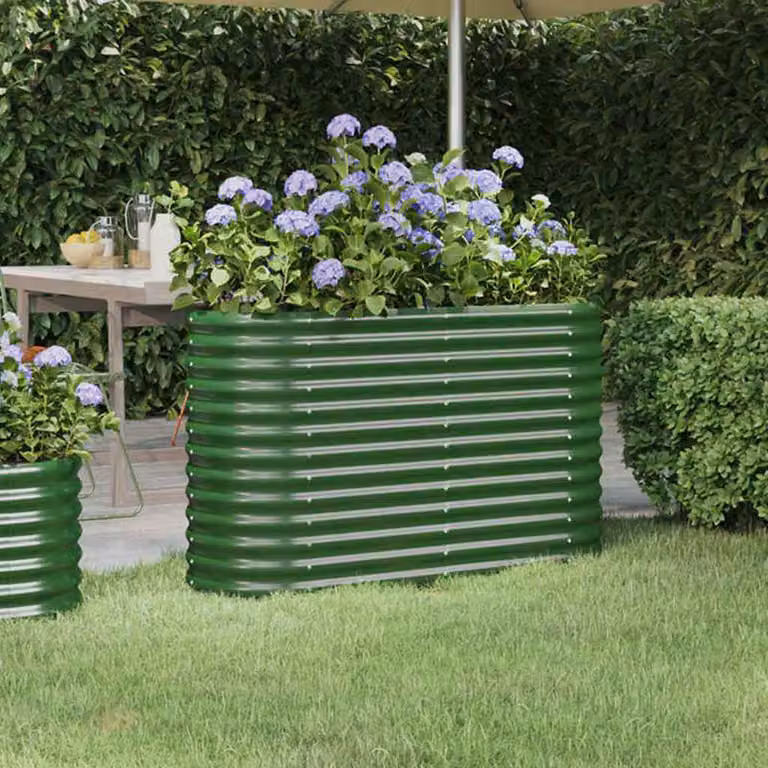 Letto rialzato da giardino vidaXL in acciaio zincato verde L: 114 cm, P: 40 cm, H: 68 cm