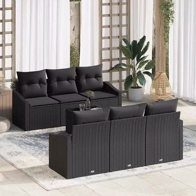 Set di divani 7 pz Nero polyrattan 3355282