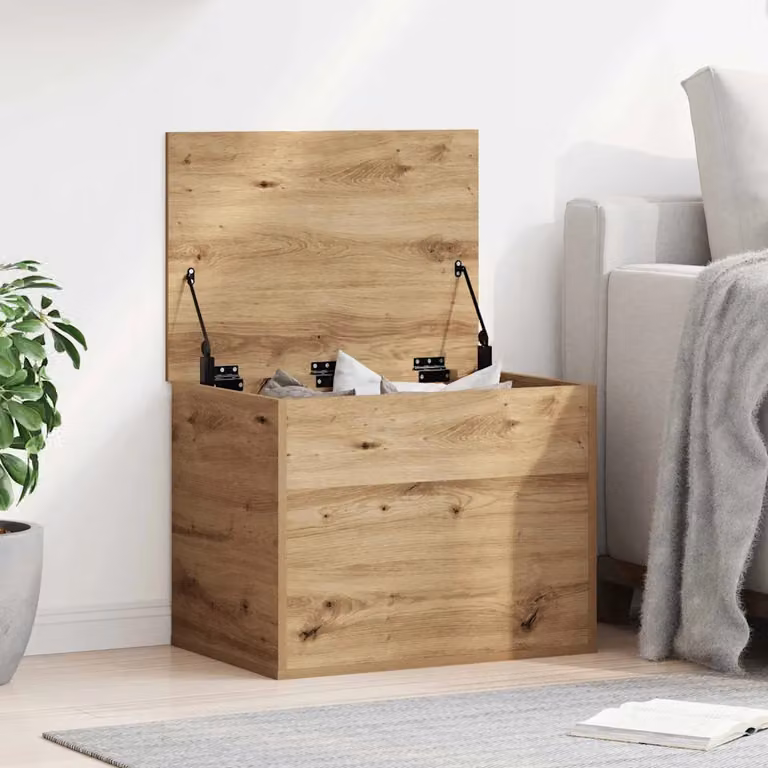 Scatola di stoccaggio in legno rovere artigianale vidaXL marrone L: 60 cm, P: 42 cm, H: 46 cm