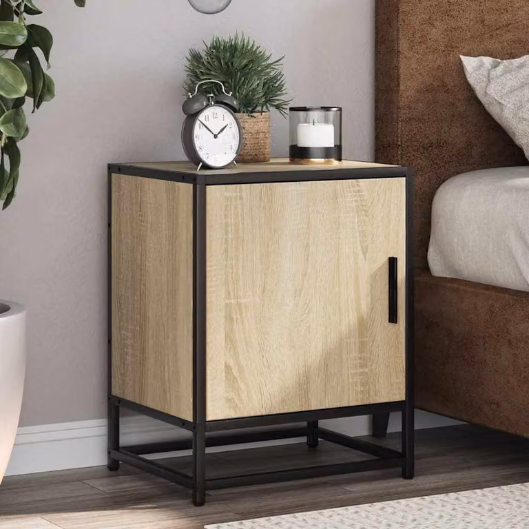 Set di 2 comodini moderni vidaXL in legno e metallo, colore beige e marrone, L 40 cm x P 31 cm x H 50 cm