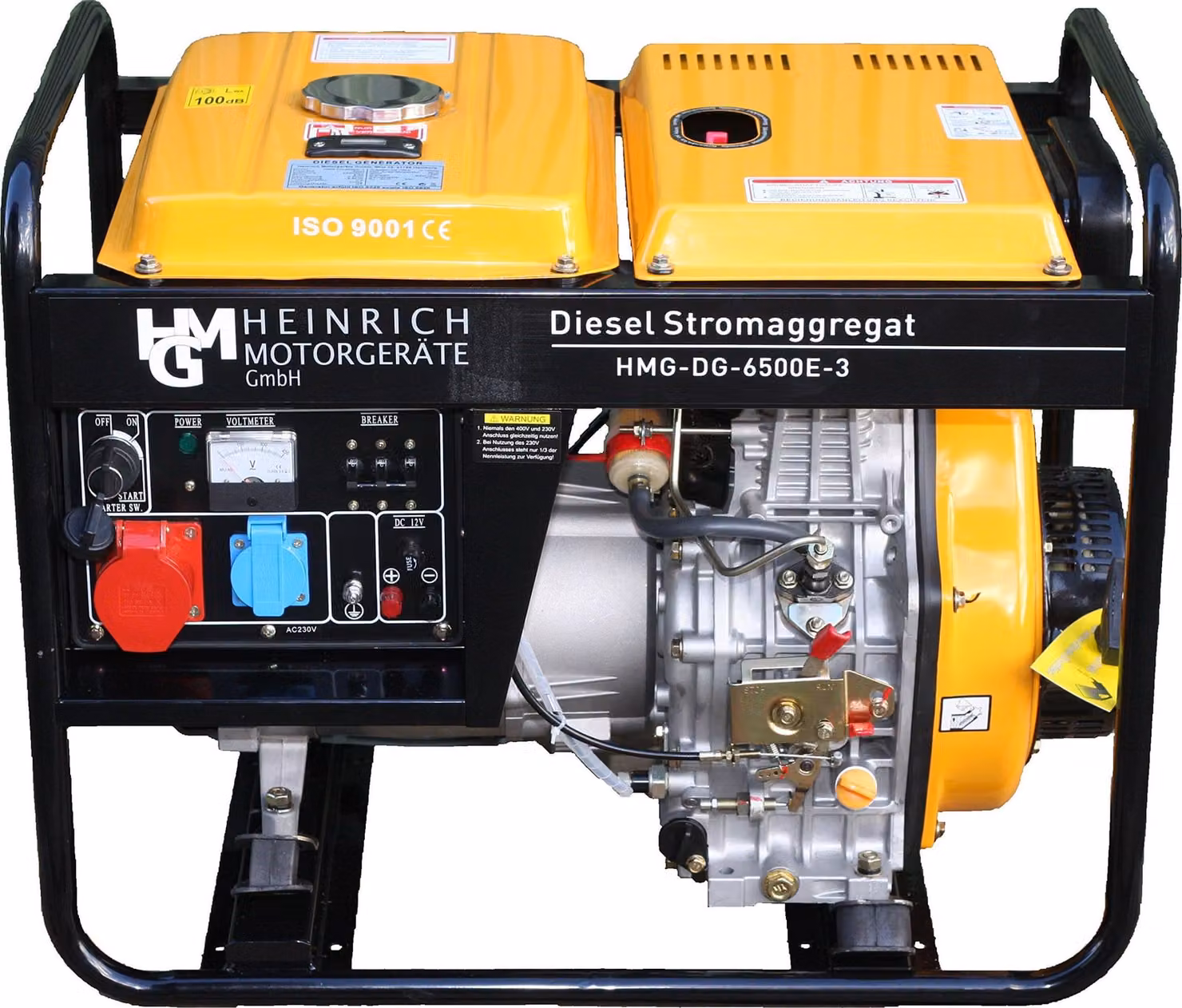 Gruppo elettrogeno diesel da 5000 W - 230 Volt - Motore da 474 cc - Struttura in metallo - Uso commerciale