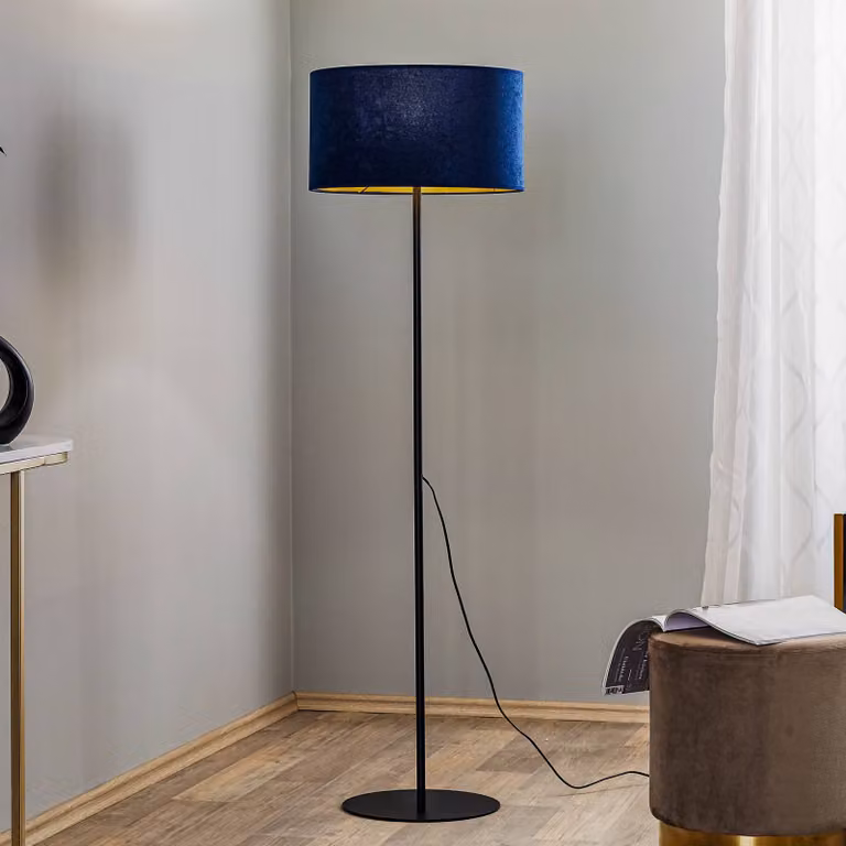 Lampada da terra Golden Roller Duolla, Soggiorno / Sala da pranzo, Tessuto / Stoffa / Seta, Lampada da terra