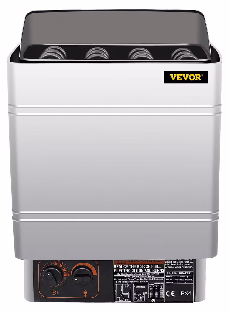 Stufa elettrica per sauna, 9 kW, 380-415 Volt, acciaio inossidabile, adatta per saune fino a 13 m³