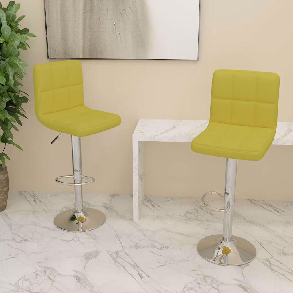 Set di 2 sgabelli da bar vidaXL verdi in tessuto con base girevole 360 gradi