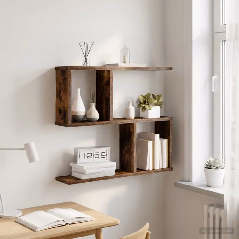 Scaffale da parete moderno vidaXL in legno color marrone, L 60 cm x P 12 cm x H 50,5 cm