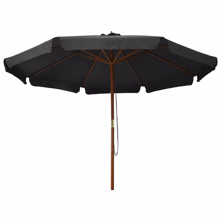 vidaXL Ombrellone con asta in legno 330 cm antracite