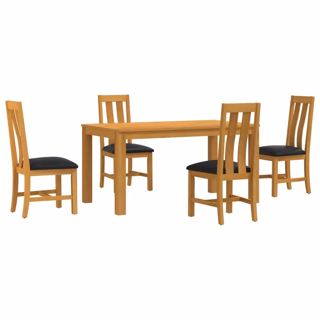 Set da pranzo moderno vidaXL in legno di quercia composto da tavolo rettangolare e 4 sedie, colore nero e marrone