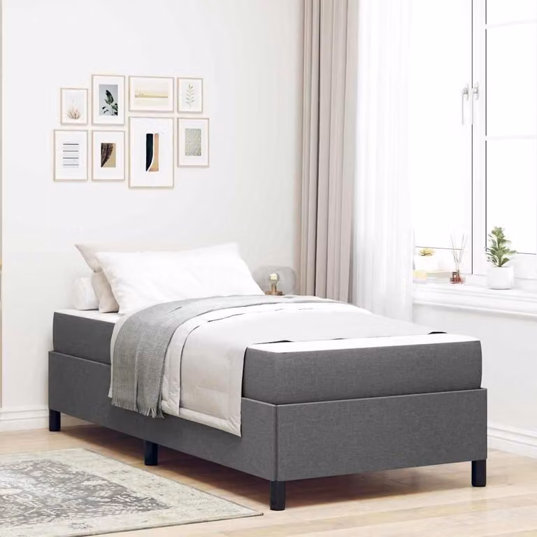 Maison Exclusive - Letto boxspring grigio scuro 90 x 200 cm tessuto