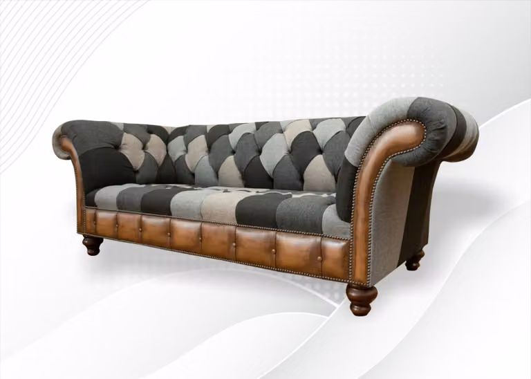 Chesterfield Mehrfarbig 3 Sitzer Sofa Dreisitzer Design Couchen Polster Textil