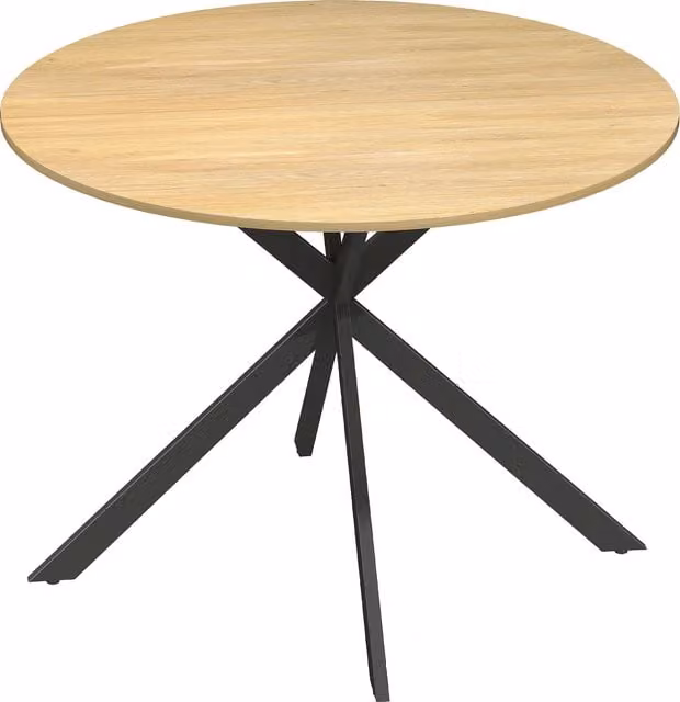 Tavolo da pranzo rotondo HOMCOM in stile industriale con gambe a croce in acciaio, colore quercia e nero, Ø 100 x H 75 cm