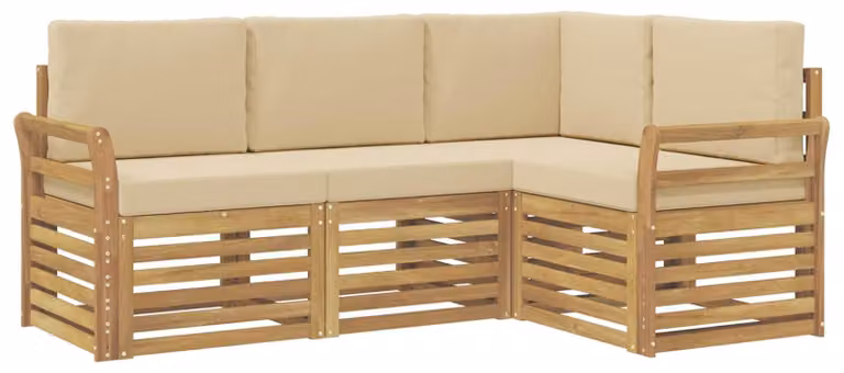 Set di 4 cuscini per divano, colore beige, dimensioni 190 x 130,5 x 73 cm, materiale: poliestere