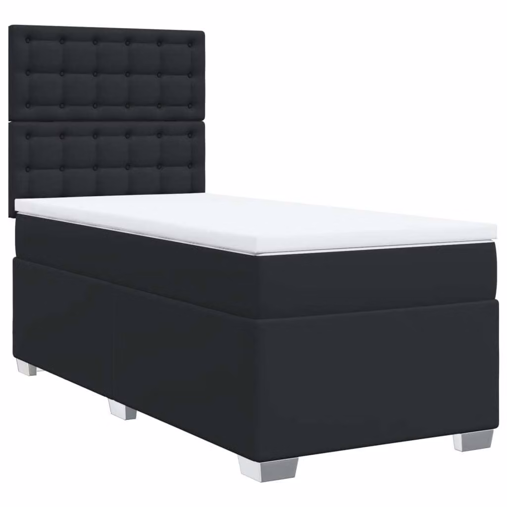 Giroletto a Molle con Materasso Nero 90x190 cm in Pelle finta