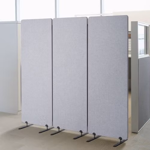 VEVOR Divisorio per Ambienti Insonorizzato a 3 Pannelli, Paravento Pieghevole per Privacy e Separazione Portatile per Studio o Ufficio, Grigio Chiaro, H: 165,5 cm x L: 188,9 cm x P: 60,96 cm