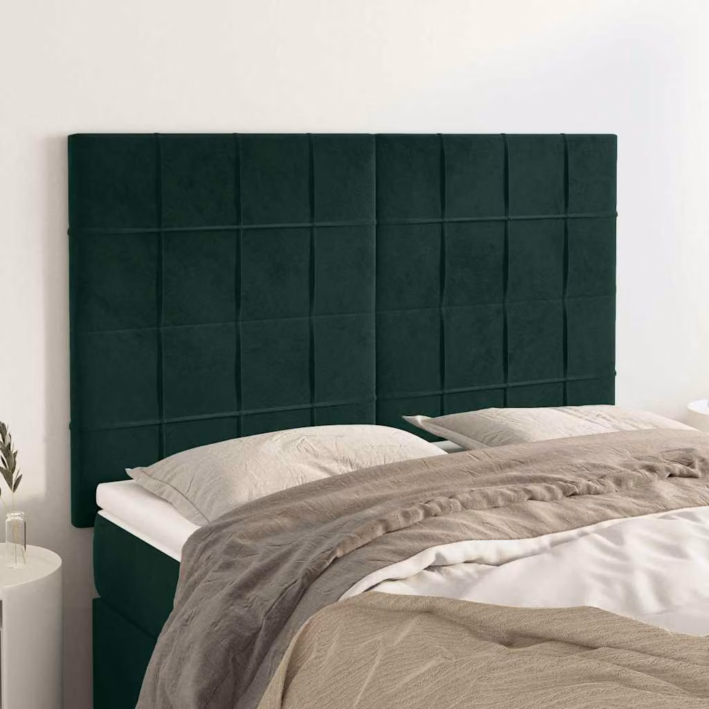 Testiera per letto vidaXL in velluto verde scuro, L: 144 cm, P: 5 cm, H: 118/128 cm