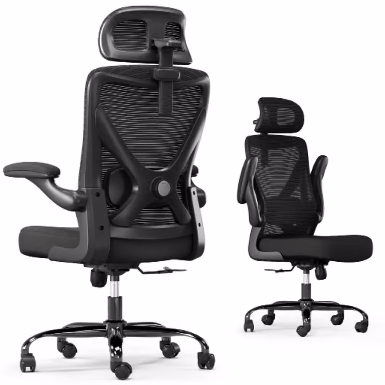 Sedia da ufficio ergonomica - Schienale con supporto lombare - Portata 150 kg - Nero - Per studio e lavoro