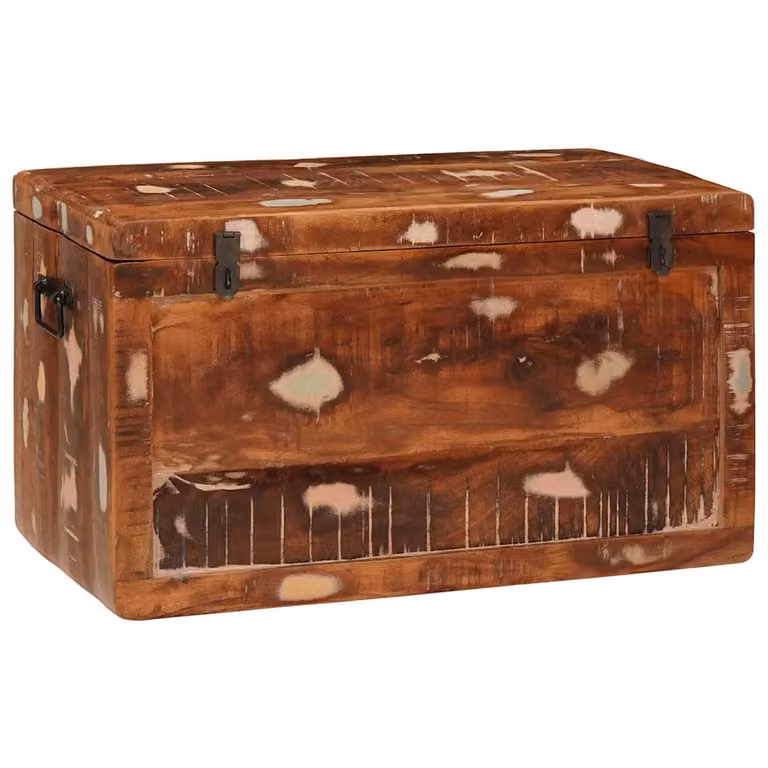 vidaXL Scatola di Stoccaggio in Legno di Mango Massello Marrone con Serratura e Stile Rustico