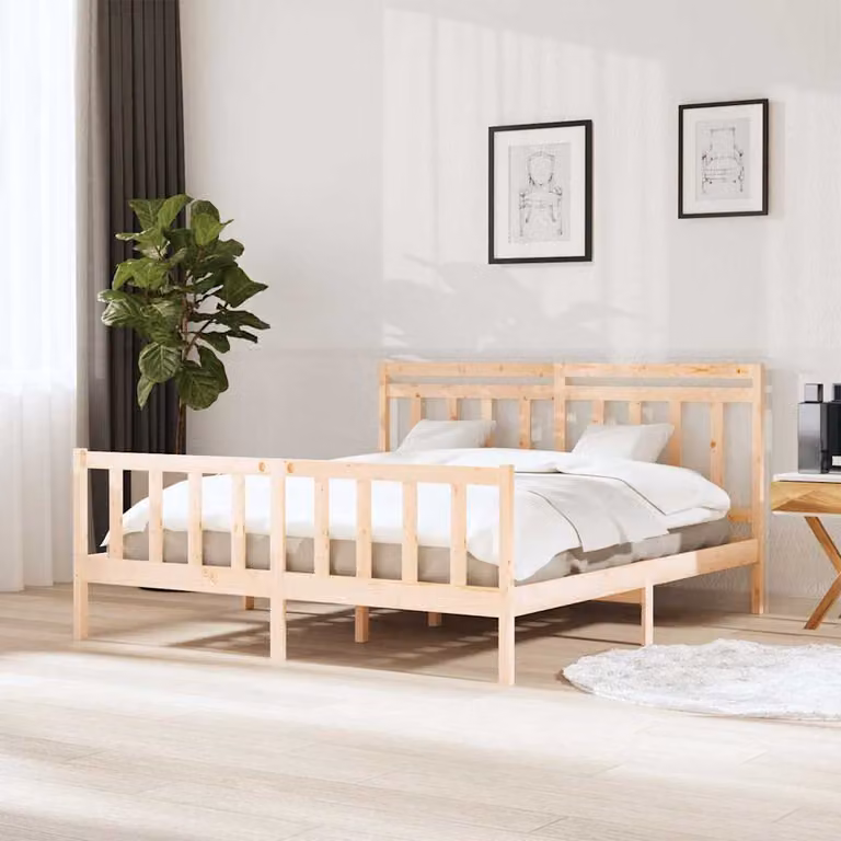 vidaXL Giroletto in Legno Massello di Pino Marrone L: 160 cm, P: 200 cm