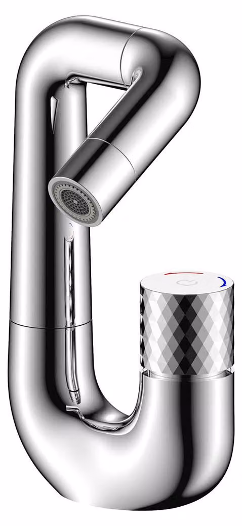 Miscelatore per lavabo BELVIT, con pulsante, erogatore corto e curvo, orientabile, finitura cromata