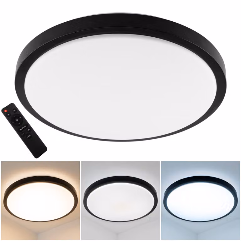 LUMILED LED lampada da soffitto 72W 6480lm 50cm plafoniera CCT 3000-6500K con telecomando IP44 bianco design moderno rotondo per soggiorno camera dei bambini camera da letto