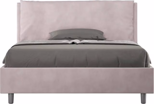 BS COM Letto matrimoniale francese senza rete imbottito 140x210 microfibra glicine Large