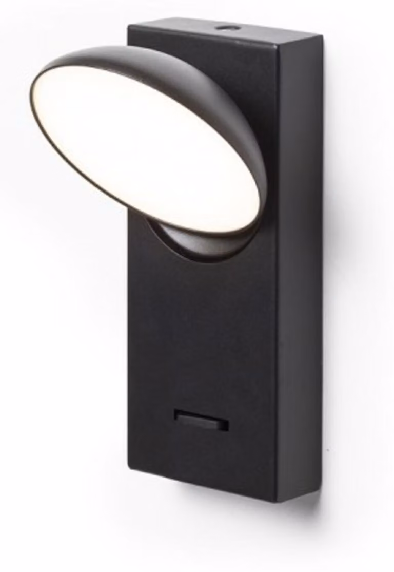 ELISEO a parete nero 230V LED 5W 3000K