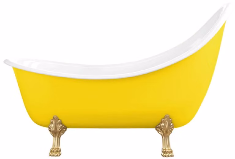 Casa Padrino Vasca da bagno liberty giallo / bianco / oro 180 cm - Vasca da bagno freestanding in stile retrò