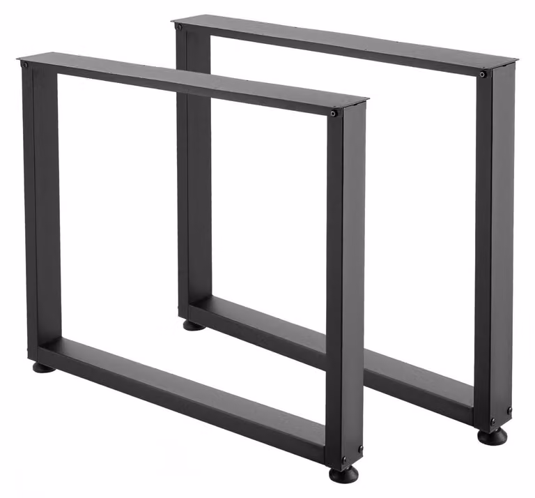 Gambe per tavolo, 750 x 900 mm (A x L), gambe quadrate in acciaio per mobili, design modulare, facile montaggio, carico massimo 1000 kg, per uso intensivo, adatte per scrivanie da ufficio domestico, banchi da lavoro e tavoli da bar, set da 2, colore nero