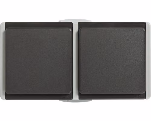 Presa doppia per ambienti umidi a vista IP54 orizzontale grigio chiaro/grigio scuro Standard IP54