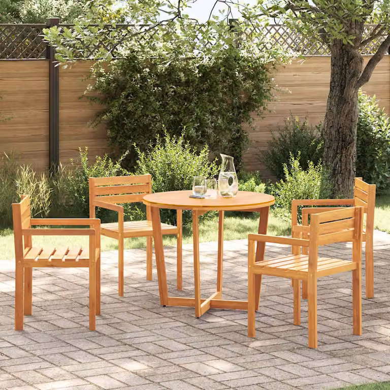 Set da pranzo da giardino vidaXL in legno di acacia marrone, 5 pezzi